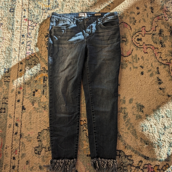 William Rast Denim - William Rast Dark Blue Cropped Jeans with Fringe